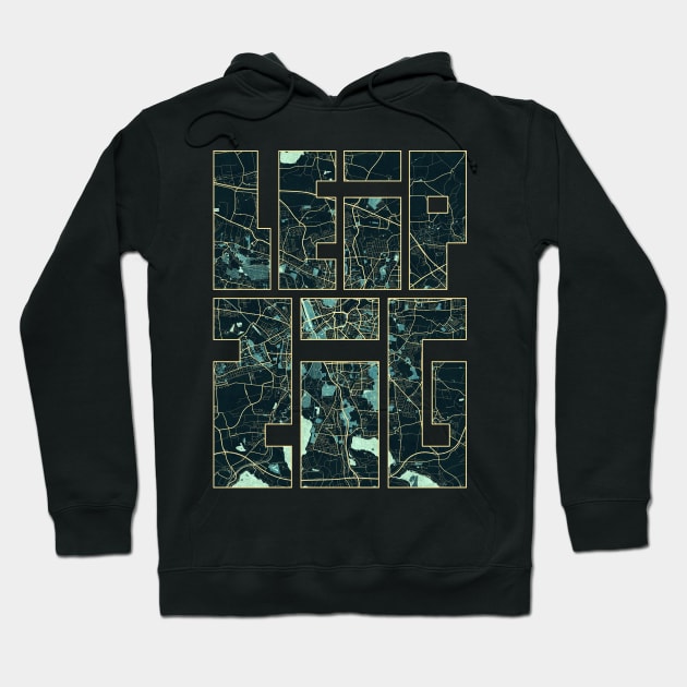 Leipzig, Saxony, Germany City Map Typography - Summer Hoodie by deMAP Studio